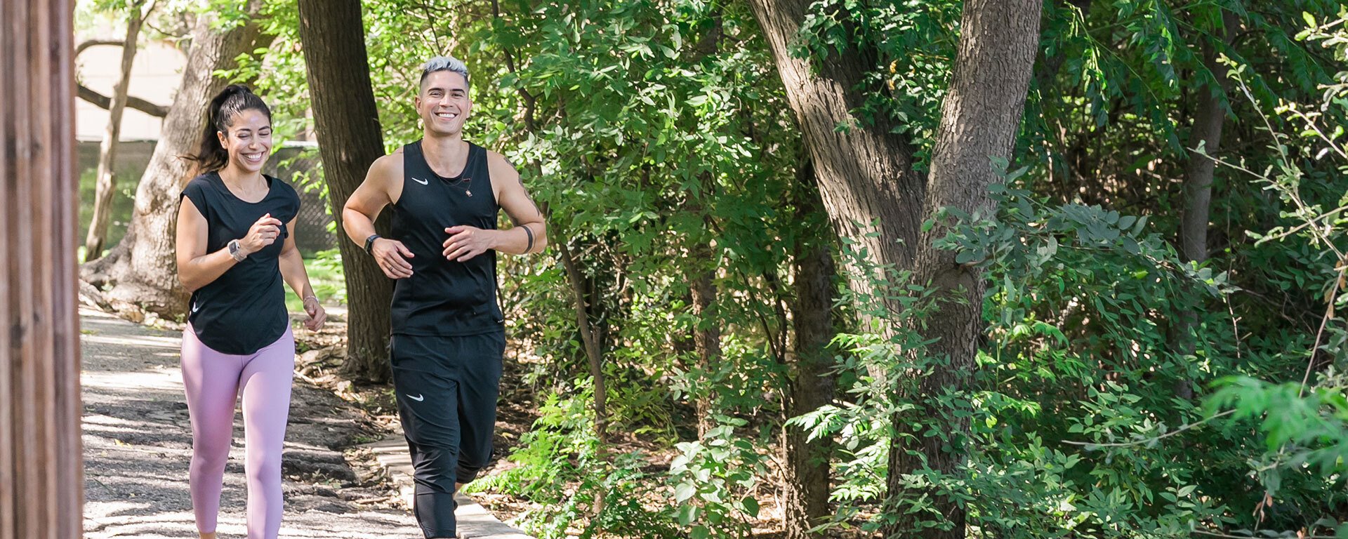 Couple enjoying a run outside, representing good mental health and career benefits