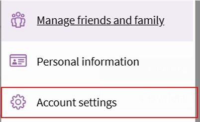 Example of the Account Settings location on the ARC MyChart menu